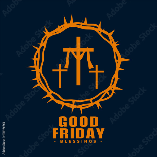 good friday background with cross and thorns