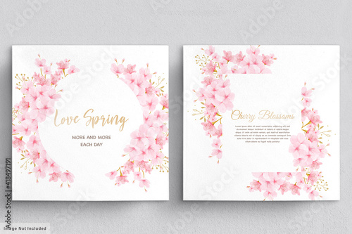 watercolor cherry blossom floral invitation card