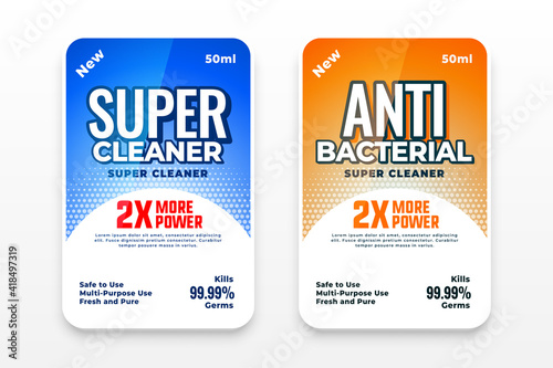 detergent and anti bacterial labels set of two