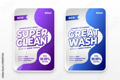 laundry detergent promotional labels template design