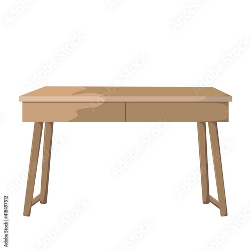 wooden table isolated on white