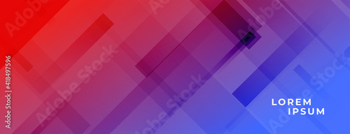 vibrant red and blue banner with diagonal lines
