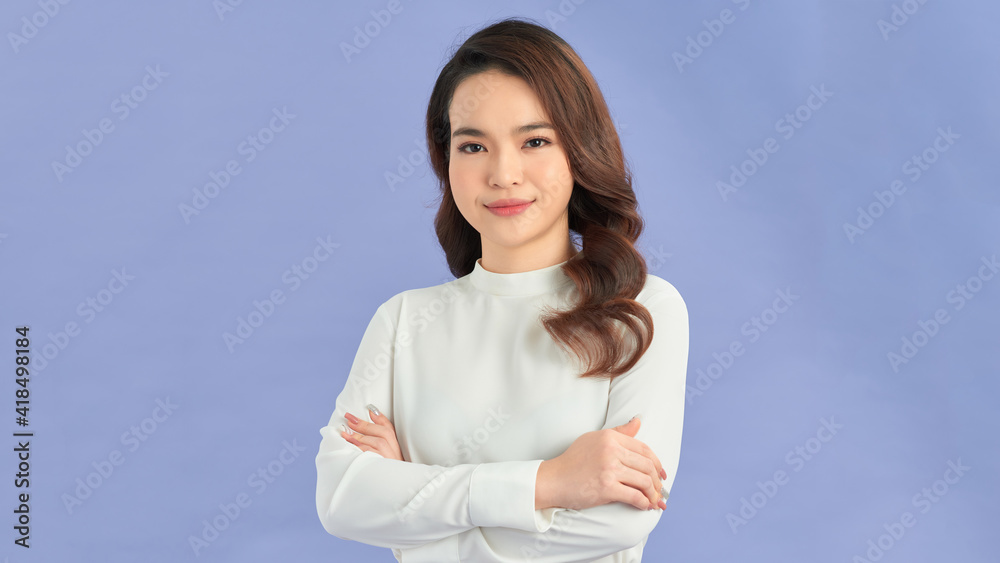 Young cute woman smiling confident with crossed arms. Young cute woman smiling confident with crossed arms.