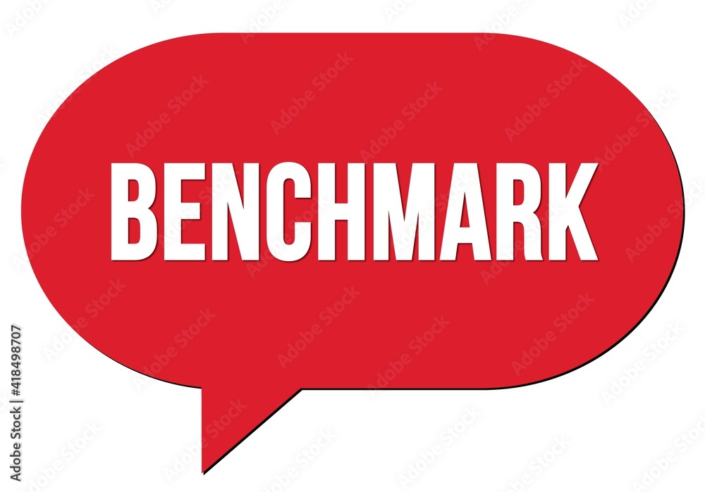 BENCHMARK text written in a red speech bubble BENCHMARK text written in a red speech bubble