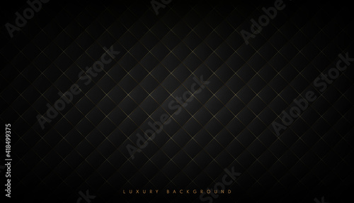 Black dark elegant seamless pattern in retro style with a golden line. Background for Invitation card. You can used for premium royal party. Luxury poster BG template with vintage leather texture.