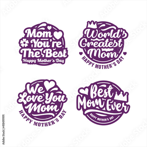 Mother day design label stamps collection