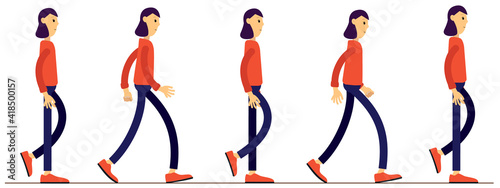 Animation of human gait. Animation for your cartoon. Movement animation of the character
