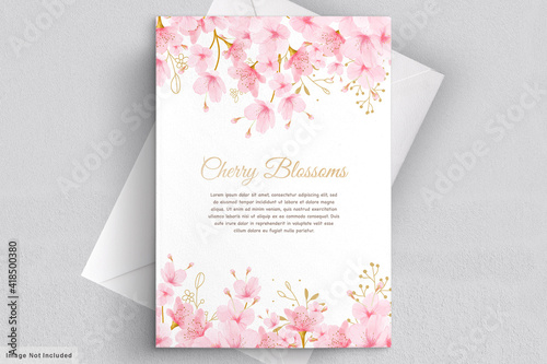 beautiful cherry blossom invitation card set
