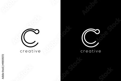 Minimalist Letter C logotype. Creative vector line based icon template.