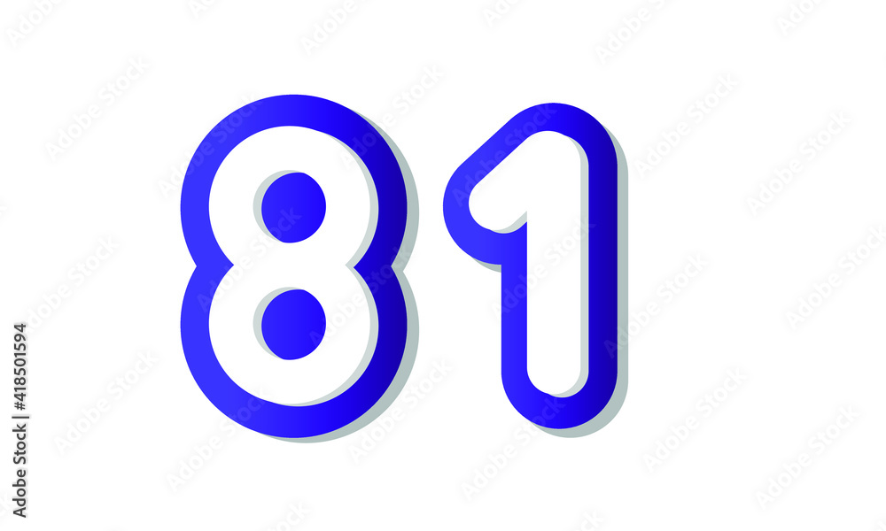 81 Cool Modern Blue 3D Number 81 Cool Modern Blue 3D Number