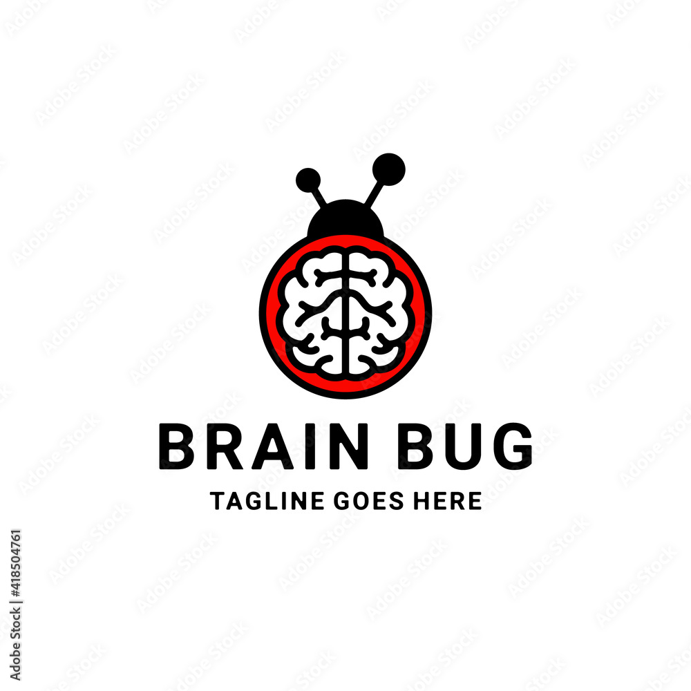 Double Meaning Logo Design Combination of Brain and Bug Double Meaning Logo Design Combination of Brain and Bug