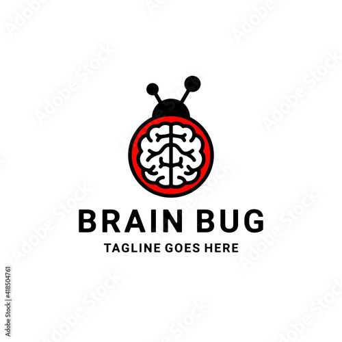 Double Meaning Logo Design Combination of Brain and Bug