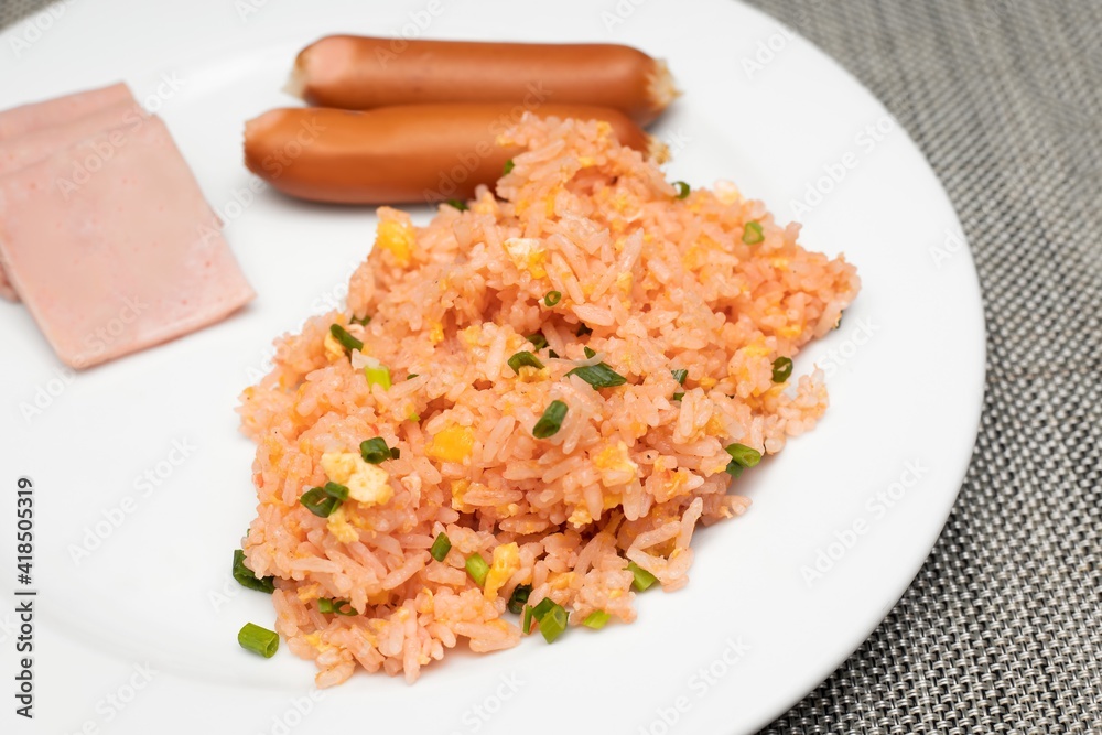 American fried rice, Thai Chinese fried rice dish with American fried rice, Thai Chinese fried rice dish with