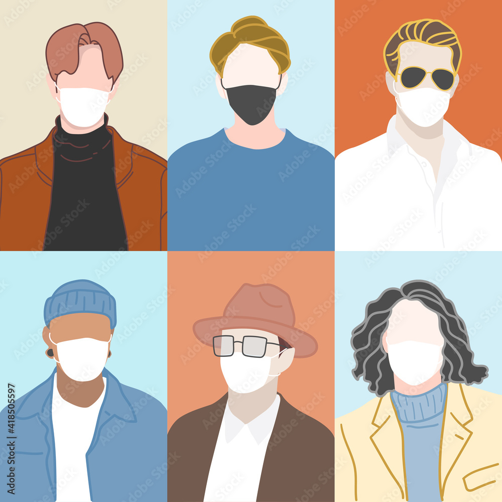 Protect yourself from Covid-19, people with mask, people with new normal, and use mask, maintain social distancing.