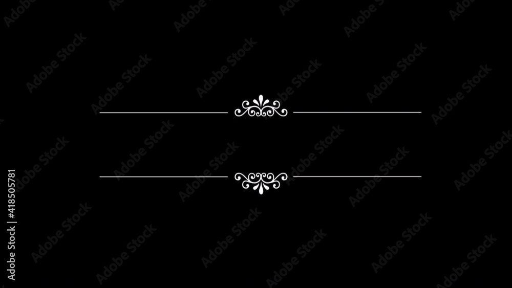 4K Set of Animated Ornaments for Titles on black background. Indian traditional wedding background