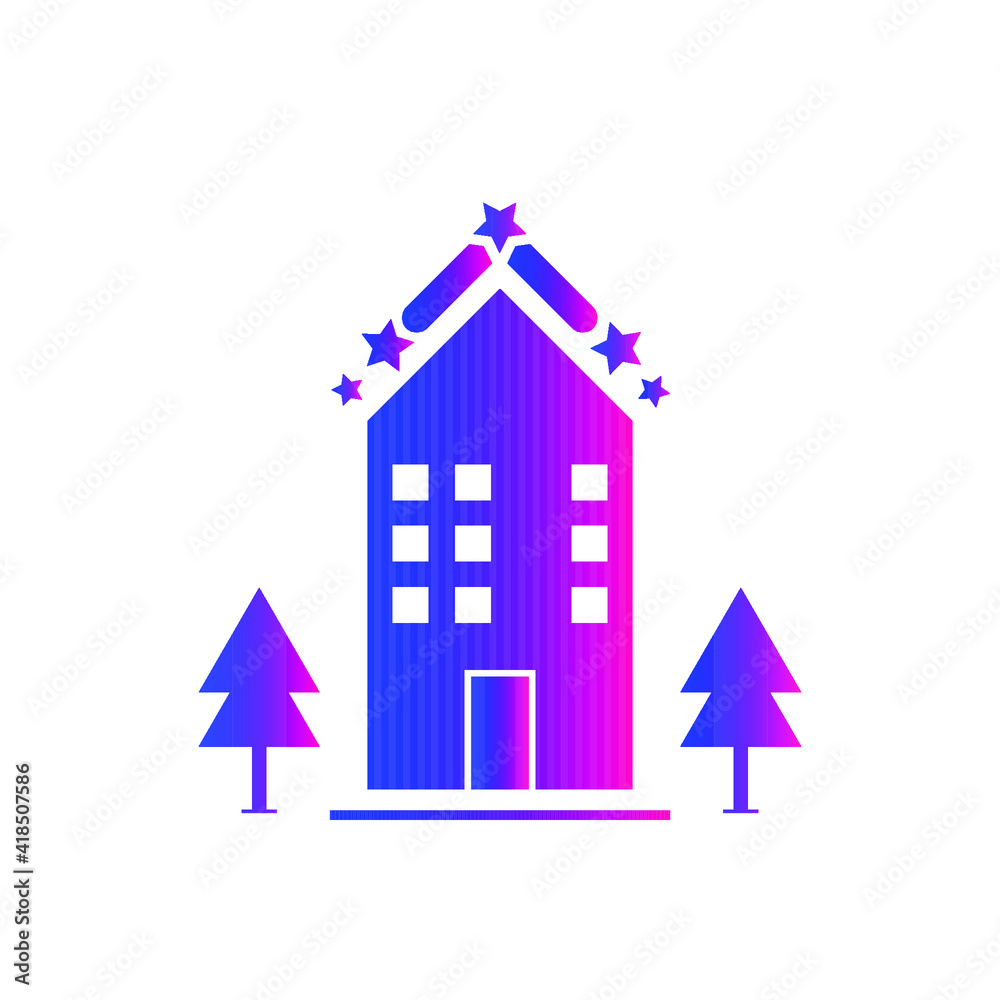 Hotel icon. Five-star hotel, rest house, resort icon. Hotel icon. Five-star hotel, rest house, resort icon.