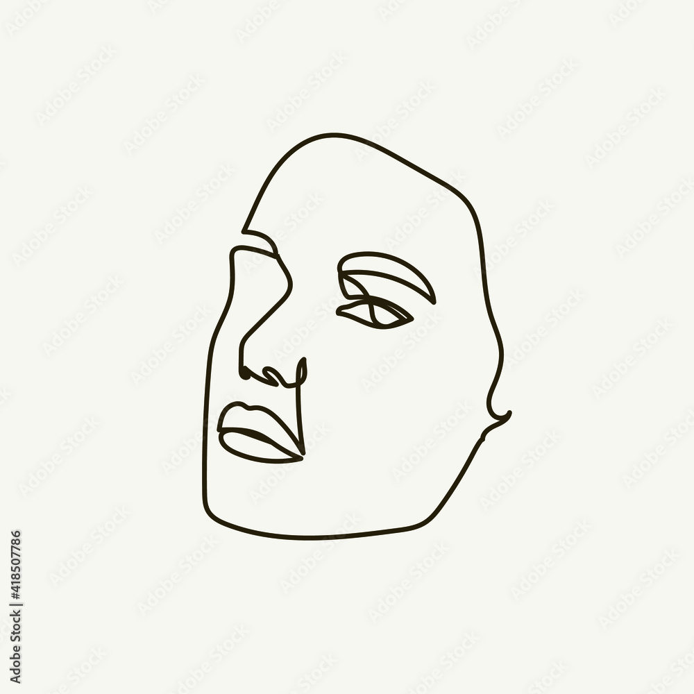 One line Hand drawn abstract face. Minimal art. Trendy style. One line Hand drawn abstract face. Minimal art. Trendy style.