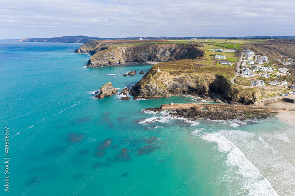 Fototapeta premium Aerial photograph of Portreath, Redruth, Cornwall, England