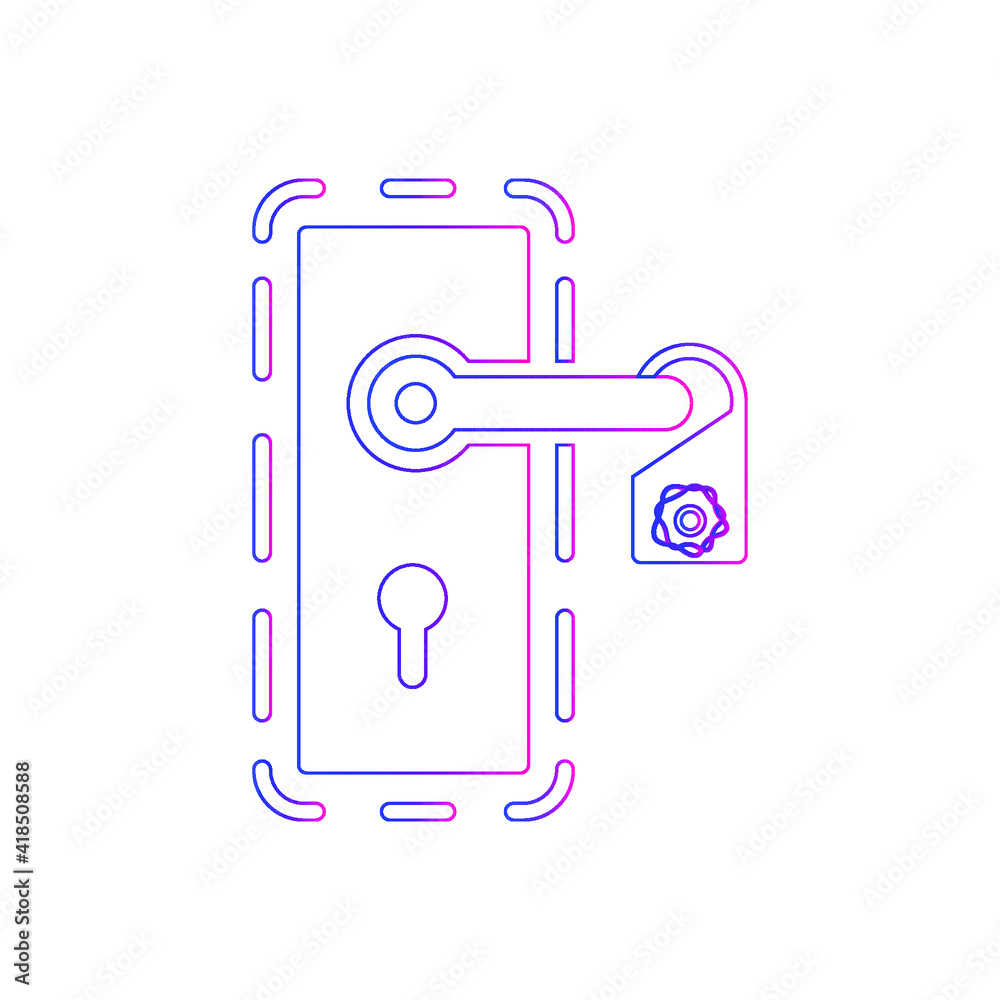 Door security lock icon. Digital lock, wifi lock, door protection lock icon with vector illustration and flat shape. Door security lock icon. Digital lock, wifi lock, door protection lock icon with vector illustration and flat shape.