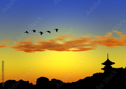 古都の夕暮れ