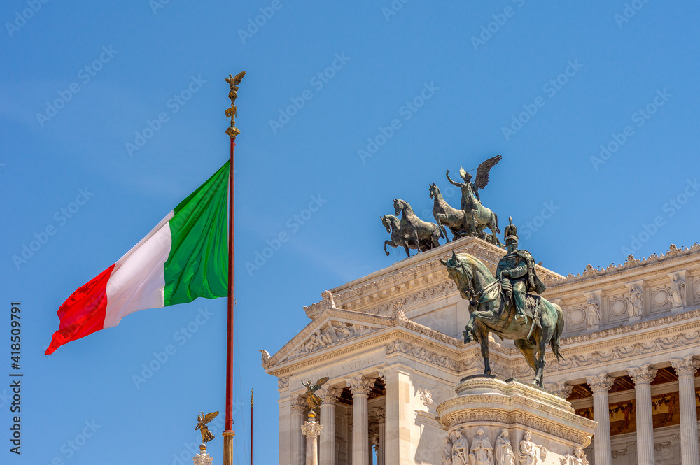 Altare della Patria monument in honor of Victor Emmanuel, first king of unified Italy, in Rome on May 4, 2015