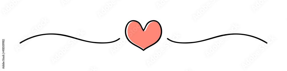 Heart doodle hand drawn by thin line. Isolated over white background. Vector illustration.