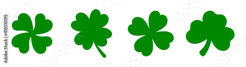 Set of green leaves of clover. Vector illustration. St.Patrick 's Day