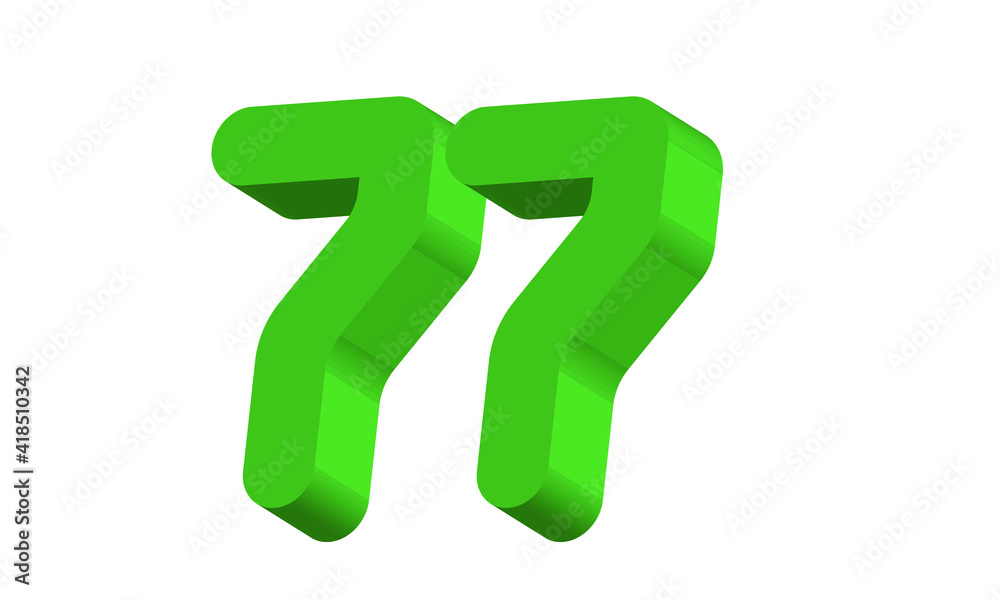 77 Simple Modern Green 3D Number 77 Simple Modern Green 3D Number