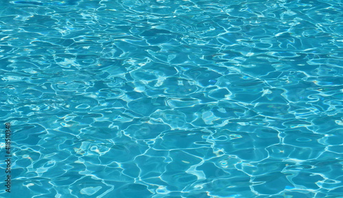 Turquoise water in swimming pool on african Sal island in Cape Verde in 2019 hot sunny spring day on March.