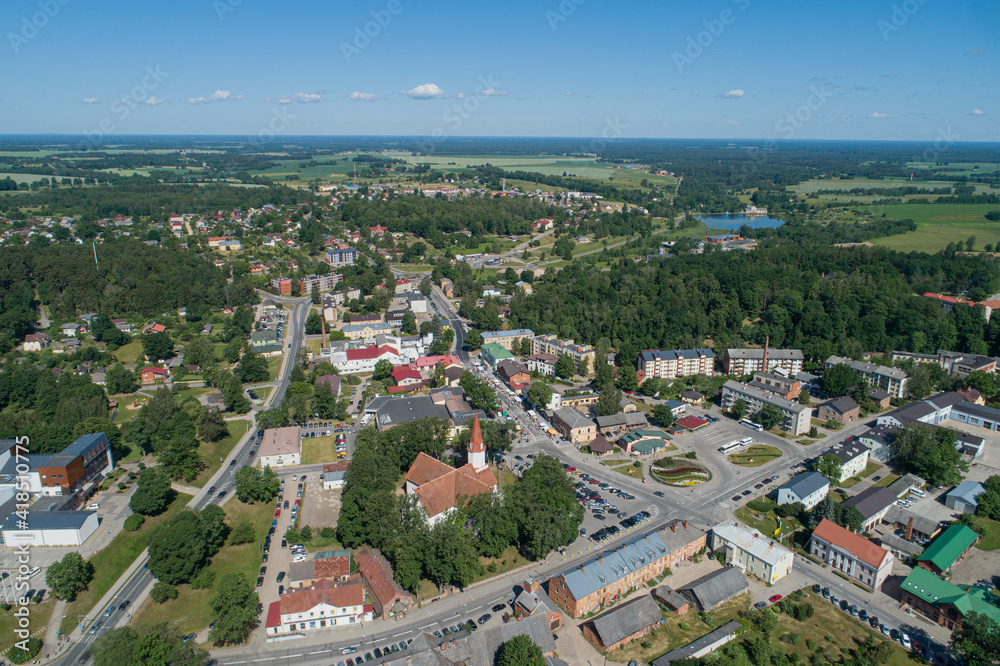 Fototapeta premium The most Latvian city - Latvia, Smiltene aerial view