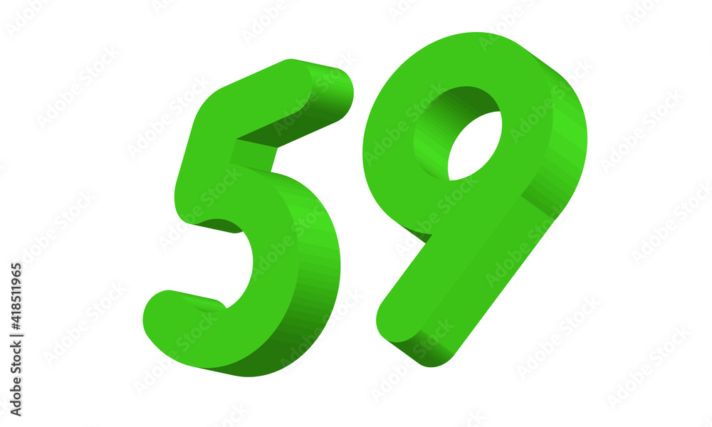59 Simple Modern Green 3D Number 59 Simple Modern Green 3D Number