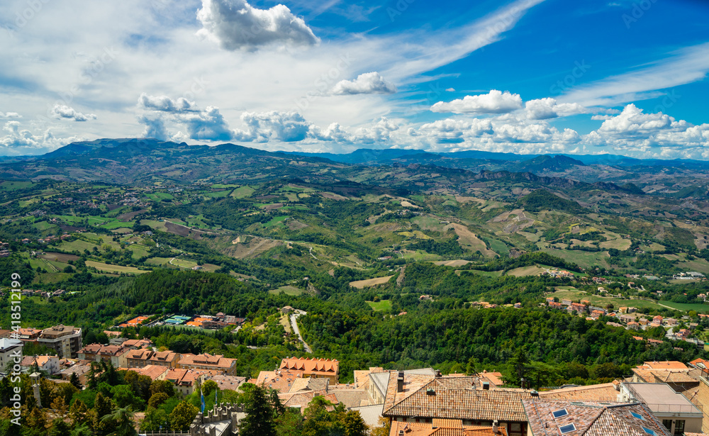 Panorama view of the San Marino landscape view from the city