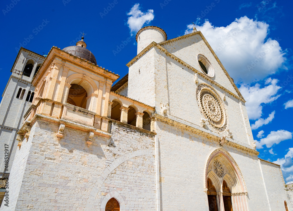 Basilica of Saint Francis of Assisi main square in the city of Assisi