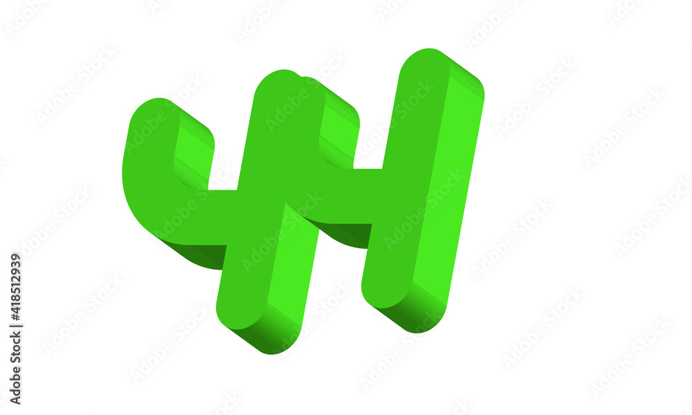 44 Simple Modern Green 3D Number 44 Simple Modern Green 3D Number