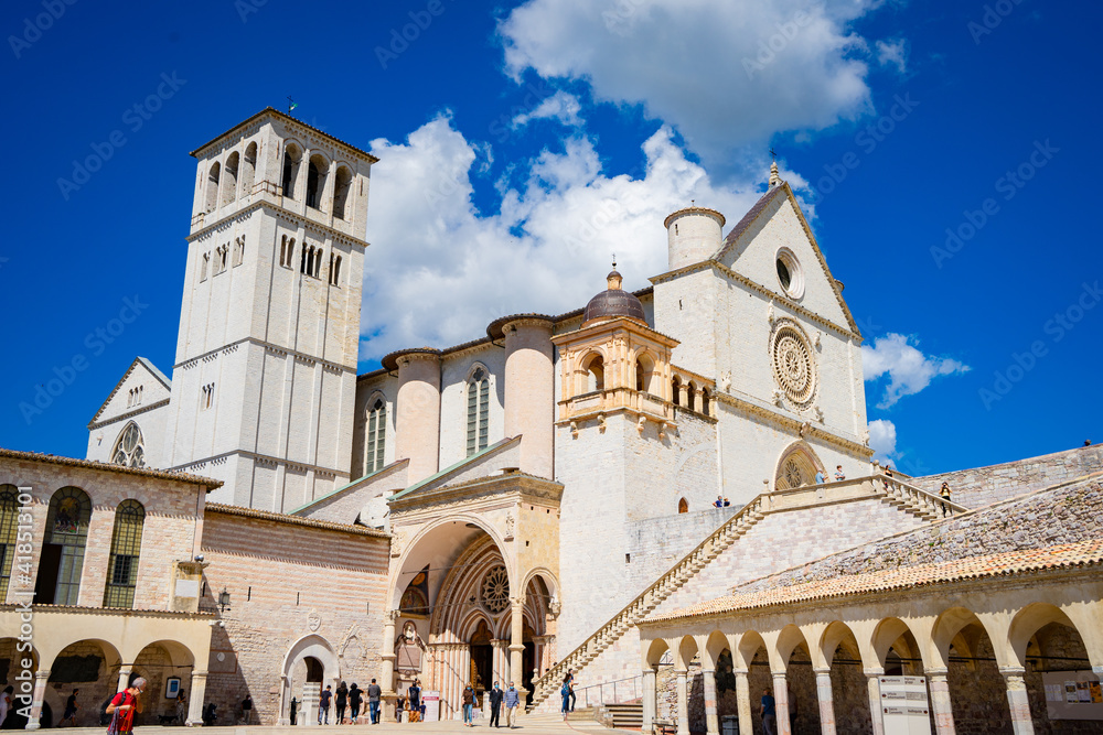 Basilica of Saint Francis of Assisi main square in the city of Assisi