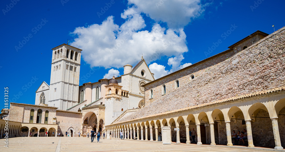 Basilica of Saint Francis of Assisi main square in the city of Assisi