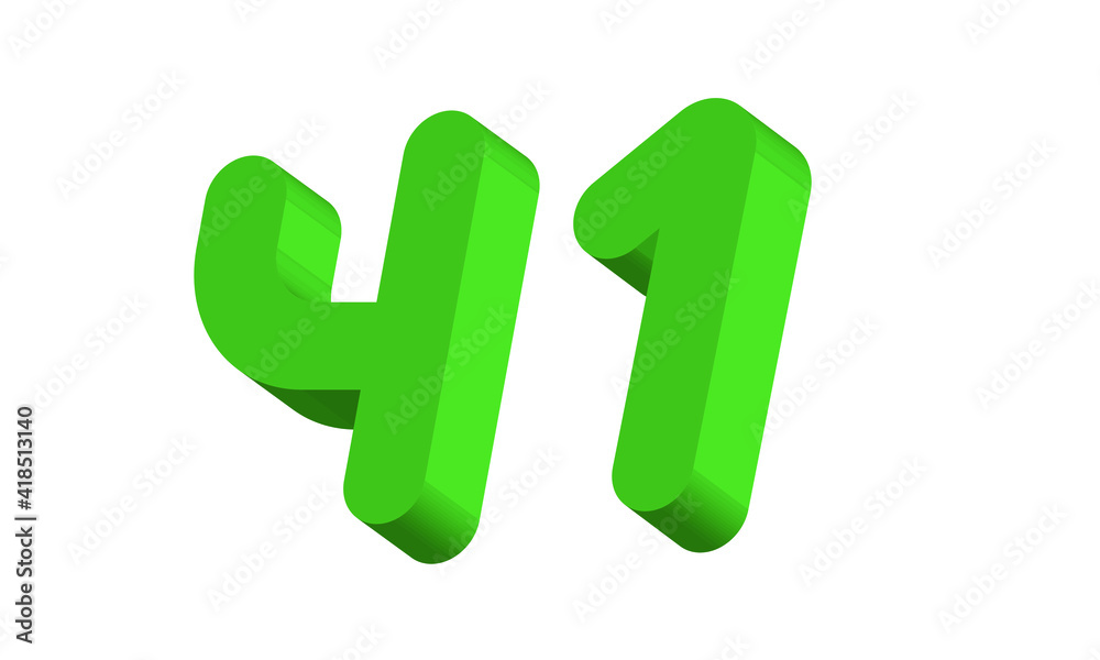 41 Simple Modern Green 3D Number 41 Simple Modern Green 3D Number