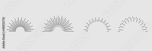 set. Sunburst icon collection vector.