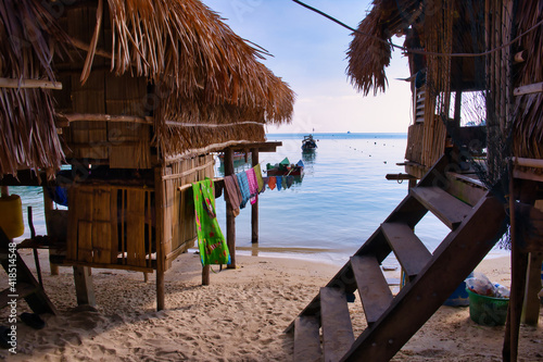 Moken vilage, sea gypsies of andaman (Sirin island -Thailand) photo