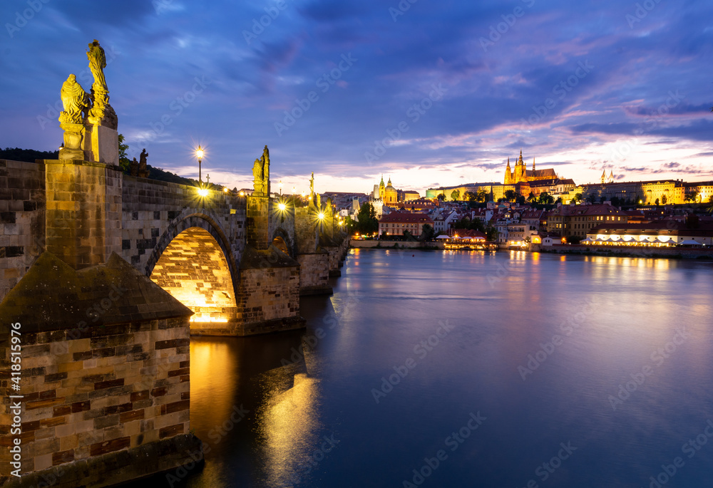 amazing architecture of old town of Prague at evening in Czech republic
