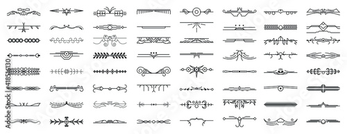 Set Black Simple Line Collection Doodle Border Elements Vector Design Style Sketch Isolated Illustration For Banner