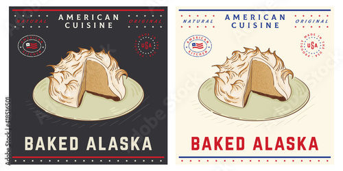 Traditional Baked Alaska cake traditional American dessert