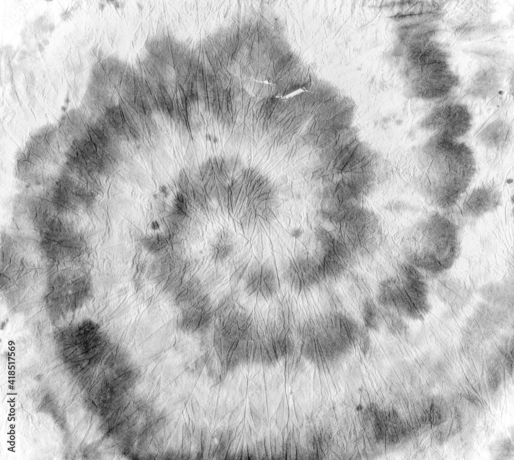 Tie Dye Background. Black Batik Shirt. Cool Psychedelic Backdrop. Tye