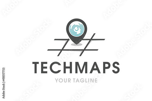 Tech Pin Locator Logo Template photo