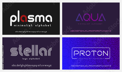A set of modern fonts, these fonts are perfect for short phrases or headlines and can be used as emblems for companies in such niches as artificial intelligence, cloud computing, gene engineering, and
