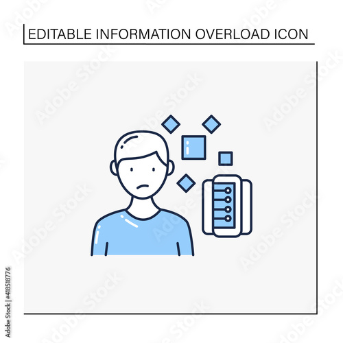 Unrelated Information line icon. Pieces of unrelated info. Contamination information space supply with irrelevant info.Information overload concept. Isolated vector illustration.Editable stroke
