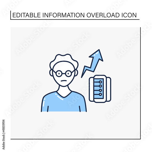 New information rate line icon. Rapidly increasing rate of new info. Inaccurate, fake info. Information overload concept. Isolated vector illustration.Editable stroke