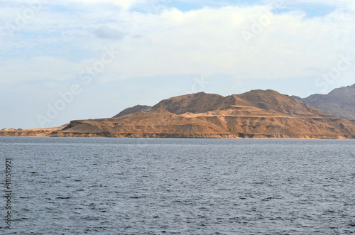View of Tiran island. Saudi Arabia. From Red Sea, Sharm el Sheikh, Sinai, Egypt. © Sergey Kamshylin