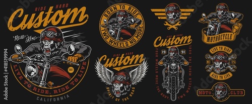 Custom motorcycle labels set