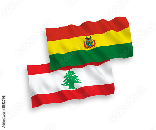 Flags of Bolivia and Lebanon on a white background